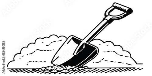 White isolated plastic garden shovel and rake digging tools