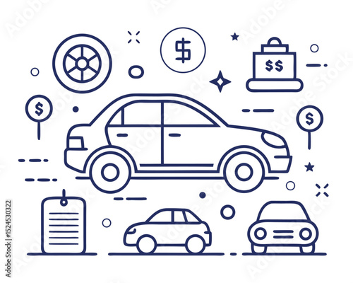 Automobile and Car Dealer – Editable Stroke Outline Icon on White Background