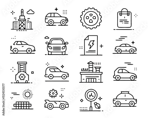 Automobile and Car Dealer – Editable Stroke Outline Icon on White Background