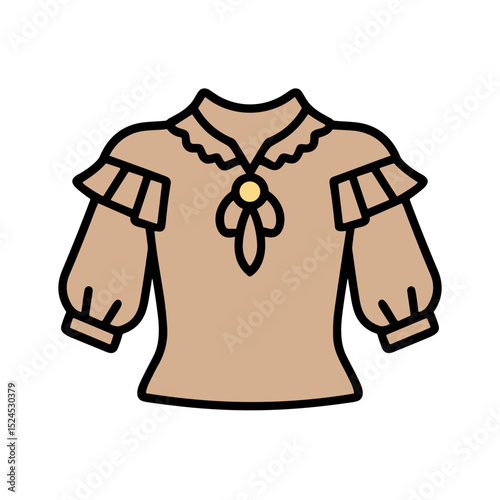Fitted blouse with ruffles in neutral color for summer wardrobe preparation  
