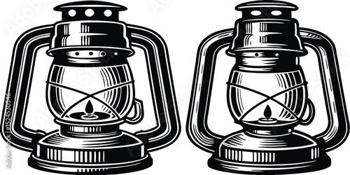 An antique metal oil lamp with a glass chimney, isolated on white, offers a vintage glow, perfect for rustic decoration or camping