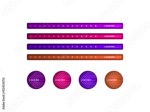Modern Colorful Loading Bar and Progress Indicator Set