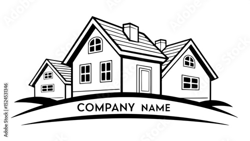 Layered house silhouettes with increasing opacity
Three stylized houses stacked with increasing opacity from back to front, creating depth while staying minimalist. Each roof a different gray tone. Bo