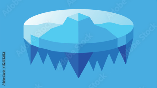 Isometric illustration of a floating iceberg with geometric and modern design