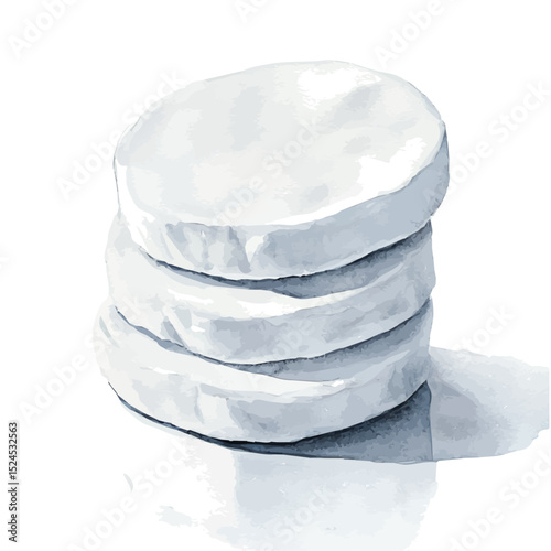 Cotton Pads, watercolor illustration vector, high quality, isolated on a white background.