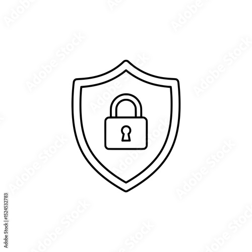 Outline Lock Inside Shield Icon Representing Security and Protection