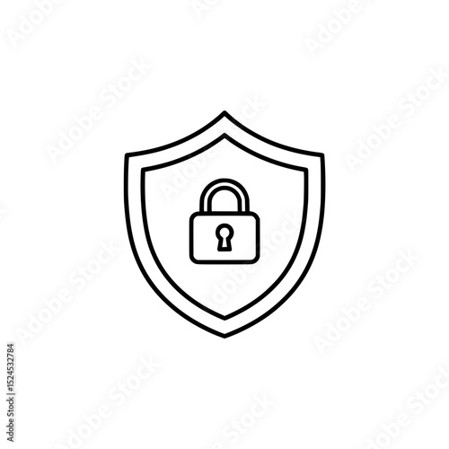 Outline Lock Inside Shield Icon Representing Security and Protection