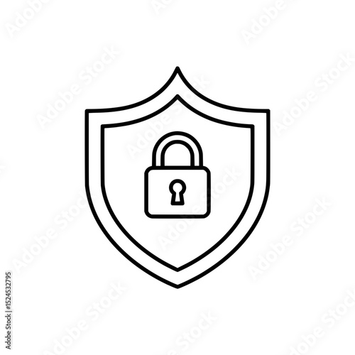 Outline Lock Inside Shield Icon Representing Security and Protection