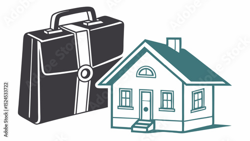 Business Briefcase and House Icon Illustration