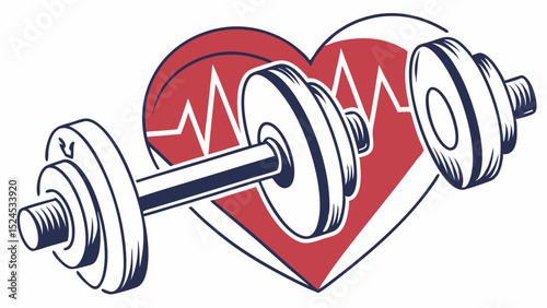 Dumbbell and Heartbeat Fitness and Cardiovascular Health Graphic