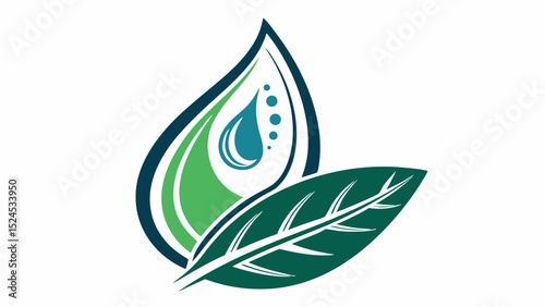 EcoFriendly Logo Featuring Water Drop and Leaf