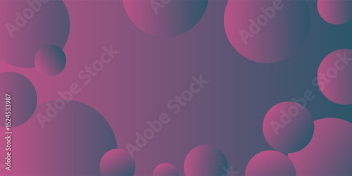 Abstract bubbles, gradient background between pink and navy blue. Infinity space with a harmonious blend of colors. Presentation mock up for your product. Interior 3d render.