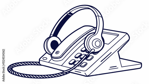 Line Art Illustration of a Headset Phone