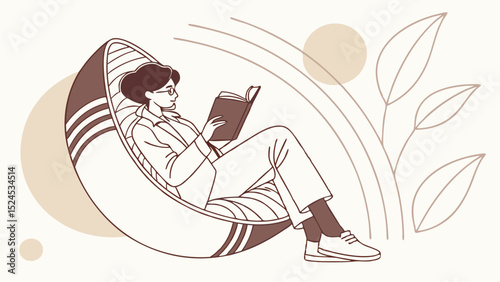 Relaxed Person Reading a Book in a Cozy Chair