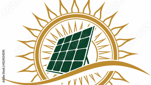 Solar Panel Energy Emblem Green Technology Sun Design