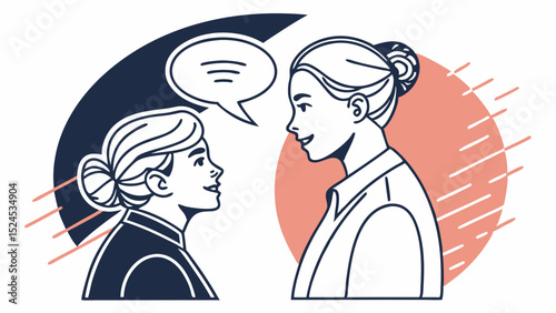 Two Women in Profile Engaging in Conversation
