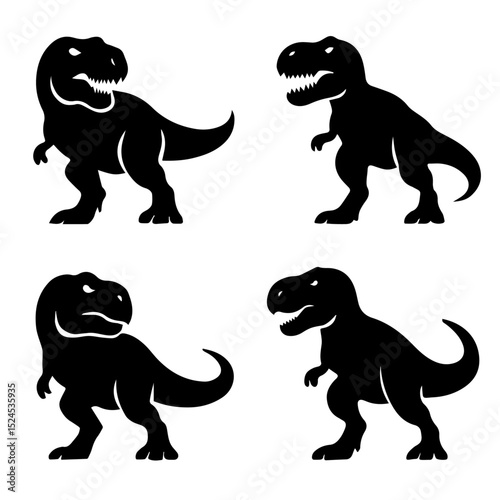 Tyrannosaurus Rex Silhouettes: A striking graphic showcasing multiple silhouette depictions of the mighty Tyrannosaurus Rex, perfect for educational or design use.