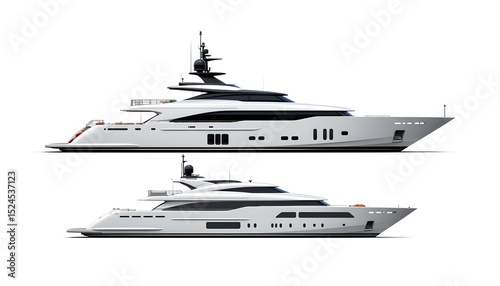 Luxury Yacht Side View Top Down Design Illustration