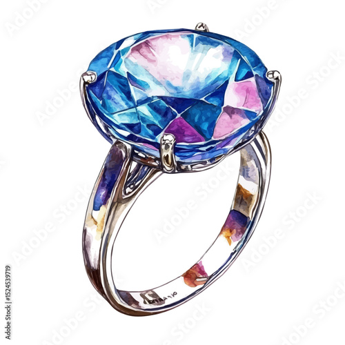 Cocktail Ring, watercolor painting vector, high quality, isolated on a white background.