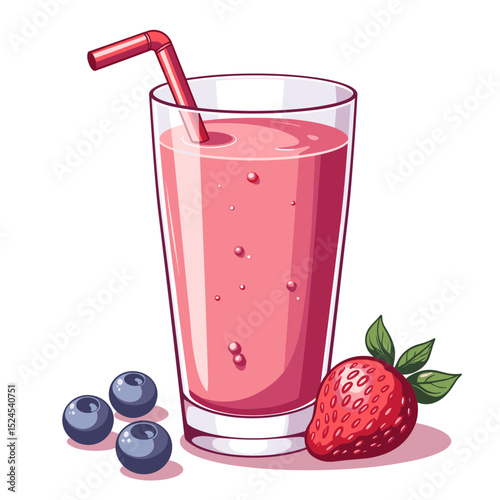 Berry smoothie in glass vector, refreshing beverage on transparent background, perfect for health blogs, recipes, and smoothie lovers