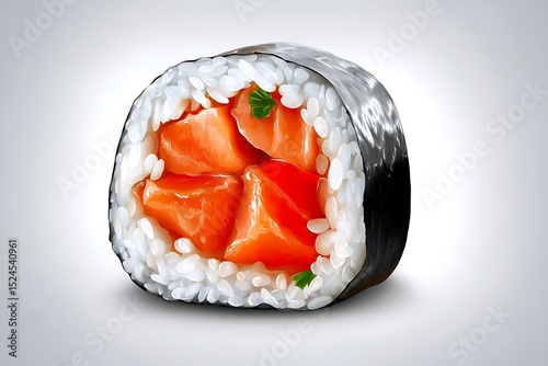 Delicious sushi roll with salmon filling
