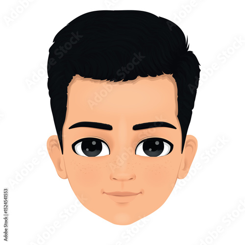 black haired charismatic young boy face