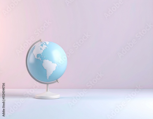 昔ながらの地球儀があるシンプルな背景