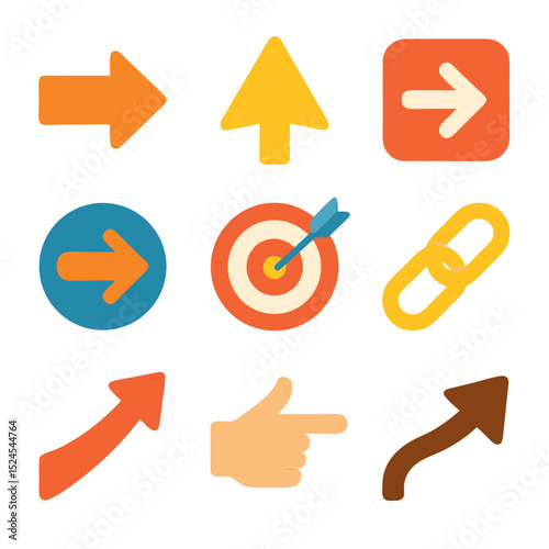 Arrow a set of nine arrows combined with three other icons.