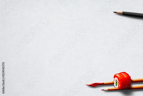 Sushi resting on pencils art concept