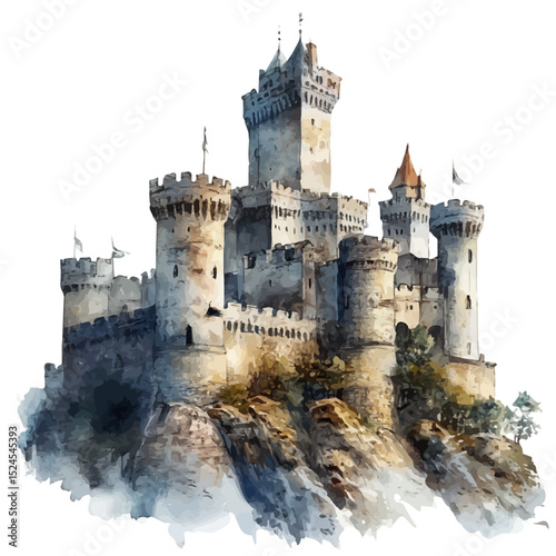 watercolor of Citadels, vector high quality, isolated on a white background.