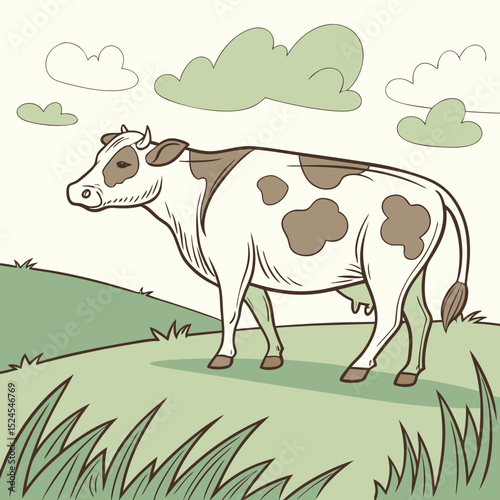"Cow in the meadow – Farm Animal Vector Illustration"

