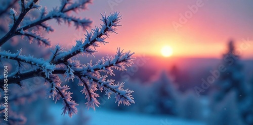 A contemplative scene of frost-covered branches against a twilight winter sky, evoking a sense of quiet introspection and the stillness of nature , branches, winter wonderland