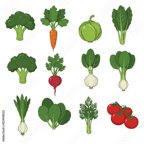 Vibrant Vegetable Illustration A Colorful Collection of Fresh Produce