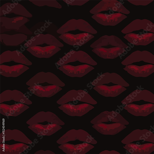 Red Lips Kiss Pattern Seamless Romantic Design