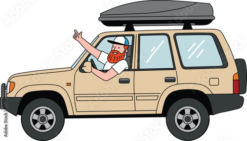 Man driving an off-road vehicle illustration