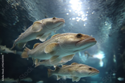 Cod swimming in aquarium Norway