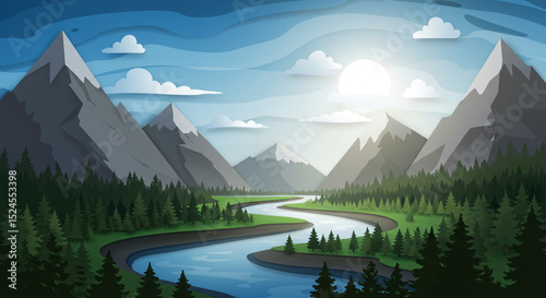 landscape with lake and mountains