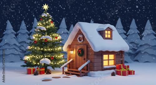 christmas house in the woods