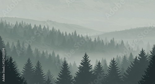 misty morning in the mountains