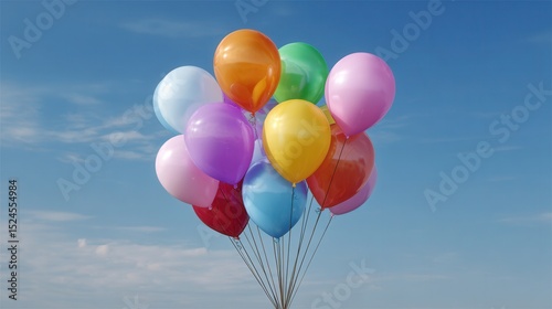 Colorful balloons floating in the blue sky