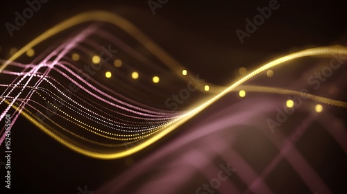 Abstract flowing curves with glowing particles