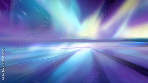 Abstract Aurora Borealis with a Horizon