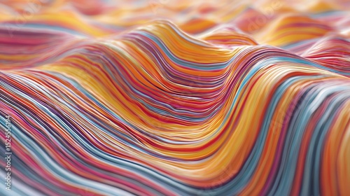 Colorful abstract wavy line landscape illustration