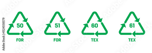 Organic and biomatter recycling code icon set. Organic and biomatter recycling codes 50,51,60-69 use for factory. recycling symbols . recycle, symbol, vector.