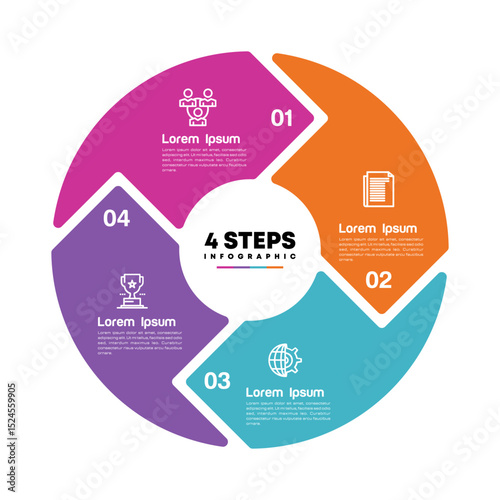 Circle chart infographic template with 4 options for presentations. Vector illustration Eps	