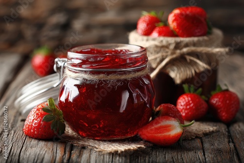 Wallpaper Mural Jar of strawberry jam on wood surface Torontodigital.ca