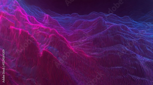 Abstract topographic landscape with vibrant neon hues