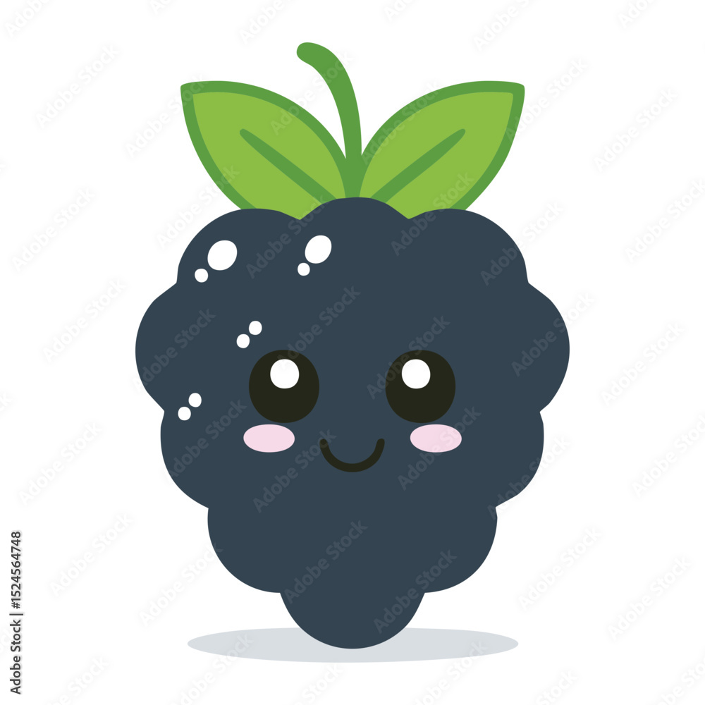 Obraz premium A Cute and Happy Blackberry Illustration.This adorable blackberry with a cheerful smile and big eyes
