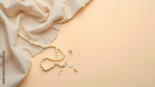 Broken Pearl Necklace on Beige