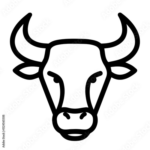 Powerful Bull Head Line Art Illustration  Strong, Majestic, Taurus Symbol